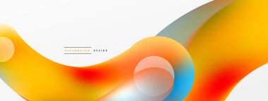 Fluid abstract background. Liquid color gradients composition. Round shapes and circle flowing design for wallpaper, banner, background or landing