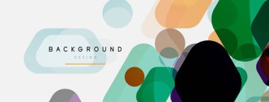 Beyaz üzerine renkli baloncuklar ve yuvarlak geometrik şekiller. Duvar kağıdı, pankart, arkaplan, iniş sayfası için vektör geometrik asgari özet arkaplan