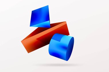 Metallic 3d shape vector geometric background. Trendy techno business template for wallpaper, banner, background or landing