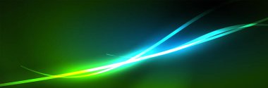Neon parlayan sıvı dalga çizgileri, sihirli enerji uzay ışığı konsepti, soyut arka plan duvar kağıdı tasarımı