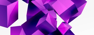 3d vector abstract background. Flying cubes composition. Trendy techno business template for wallpaper, banner, background or landing