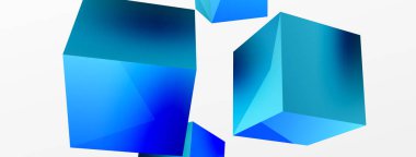 3d cubes vector abstract background. Composition of 3d square shaped basic geometric elements. Trendy techno business template for wallpaper, banner, background or landing