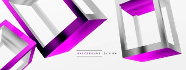 3 boyutlu küp vektör geometrik arkaplanı şekillendirir. Duvar kağıdı, afiş, arkaplan veya iniş için moda tekno iş şablonu