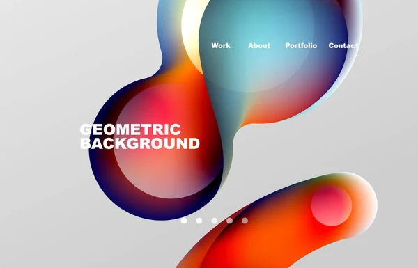 Landing Page Abstract Liquid Background Flowing Shapes Design Circle Web — Image vectorielle