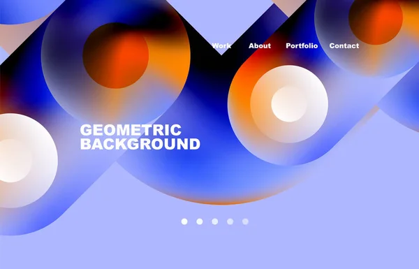 Website Landing Page Abstract Geometric Background Circles Shapes Web Page — ストックベクタ