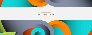 Soyut arkaplan. Minimum geometrik daireler ve koyu gölgeli yuvarlak şekiller. Duvar kağıdı afişi veya arkaplan için moda teknoloji iş şablonu