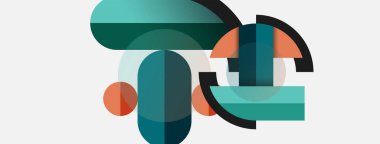 Geometrik şekiller bileşim soyut arkaplan. Çember çizgileri ve dikdörtgenler. Duvar kağıdı afişi veya iniş sayfası için vektör illüstrasyonu