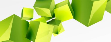 3d vector abstract background. Flying cubes composition. Trendy techno business template for wallpaper, banner, background or landing