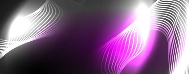 Parlak neon dalgalar, dinamik elektrik hareketi, enerji ya da hız kavramı. Duvar kağıdı, afiş, arkaplan, broşür, katalog, kapak, broşür