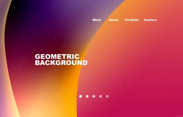 Landing Page Abstract Liquid Background Flowing Shapes Design Circle Web — Stok Vektör