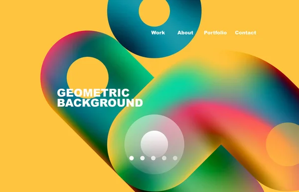 Circles Shapes Landing Page Abstract Geometric Background Web Page Website — 스톡 벡터