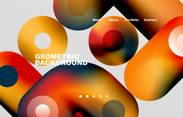 Circles Shapes Landing Page Abstract Geometric Background Web Page Website — Archivo Imágenes Vectoriales