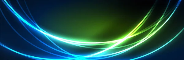 Modré Neonové Zářící Čáry Magický Energetický Prostor Světlo Koncept Abstraktní — Stockový vektor