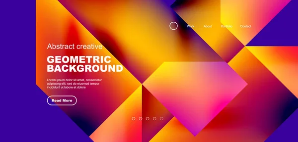 Vätskegradient Geometriska Trianglar Abstrakt Landningssida Bakgrund Minimala Former Sammansättning För — Stock vektor