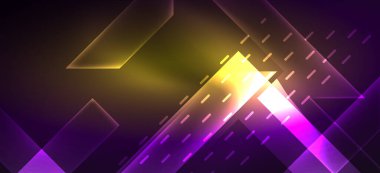 Arka plan duvar kağıtları, parlak çizgiler ve geometrik şekiller. Yapay Zeka teknolojisi, engelleme zinciri, iletişim, 5G, bilim, iş ve teknoloji konsepti için koyu duvar kağıdı