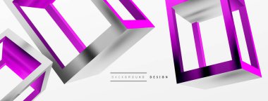 3 boyutlu küp vektör geometrik arkaplanı şekillendirir. Duvar kağıdı, afiş, arkaplan veya iniş için moda tekno iş şablonu