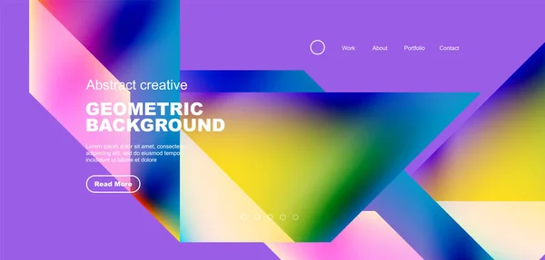 Triângulos Geométricos Gradiente Fluido Fundo Abstrato Landing Page Composição Formas —  Vetores de Stock