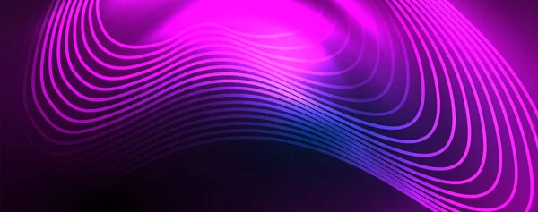 光沢のあるネオン波 ダイナミックな電気の動き エネルギーや速度の概念 バナー リーフレット カタログ カバー チラシのベクトルイラスト — ストックベクタ