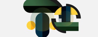 Yuvarlak geometrik şekiller çizgiler ve daireler. Duvar kağıdı afişi ya da iniş sayfası için vektör şablonu