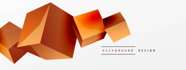 3d küp vektör soyut arkaplan. 3d kare şeklindeki temel geometrik elementlerin bileşimi. Duvar kağıdı, afiş, arkaplan veya iniş için moda tekno iş şablonu