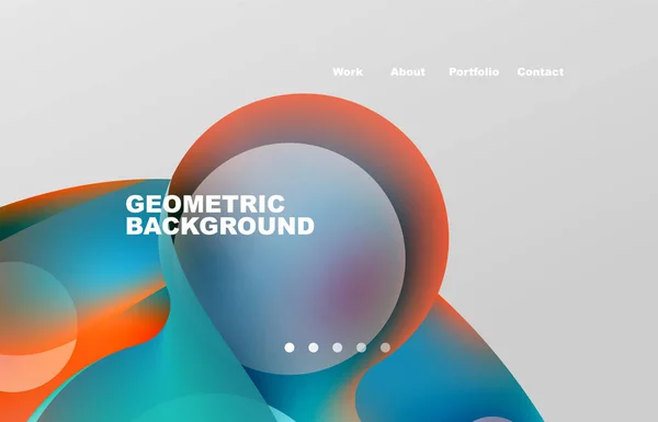 Landing Page Abstract Liquid Background Flowing Shapes Design Circle Web — 스톡 벡터