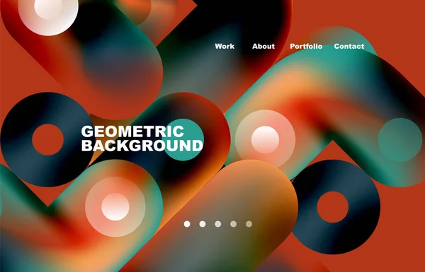 Website Landing Page Abstract Geometric Background Circles Shapes Web Page — Stockvektor