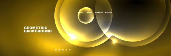Cercles Bulles Brillants Néon Fond Abstrait Sombre Avec Lumière Néon — Image vectorielle