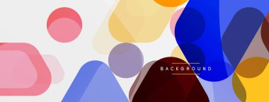 Beyaz üzerine renkli baloncuklar ve yuvarlak geometrik şekiller. Duvar kağıdı, pankart, arkaplan, iniş sayfası için vektör geometrik asgari özet arkaplan