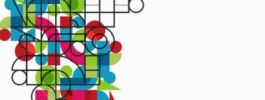 Minimum geometrik soyut arkaplan. Çember kare ve üçgen tasarım. Duvar kağıdı, afiş, arkaplan veya iniş için moda tekno iş şablonu