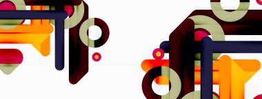 Yaratıcı geometrik duvar kağıdı. Asgari çizgiler ve daireler. Duvar kağıdı, afiş, arkaplan veya iniş için moda tekno iş şablonu