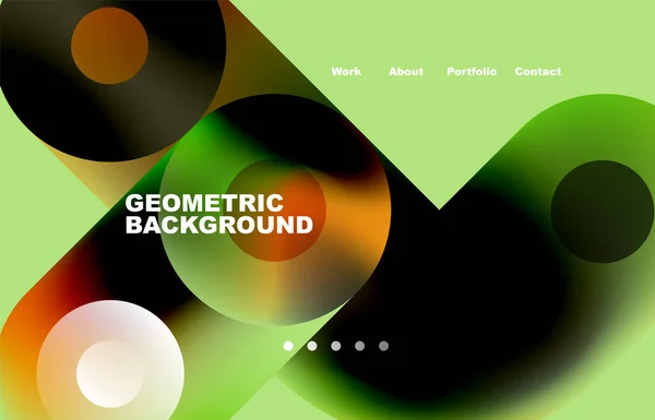 Website Landing Page Abstract Geometric Background Circles Shapes Web Page — Stockový vektor