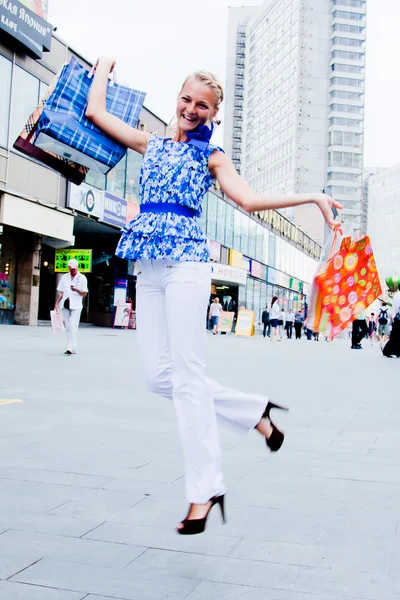 Woman with shopping — Stock Photo, Image