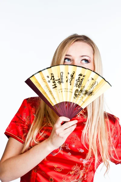 Vrouw in traditionele Chinese jurk — Stockfoto