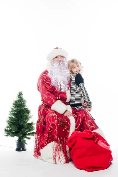 Santa Claus and little girl — Stock Photo, Image