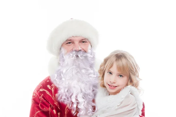 Santa claus en meisje — Stockfoto