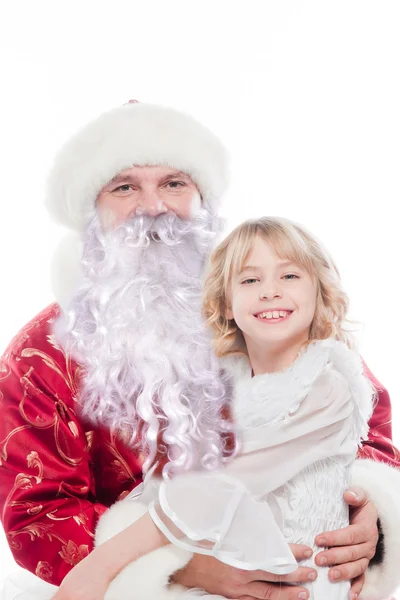 Santa claus en meisje — Stockfoto