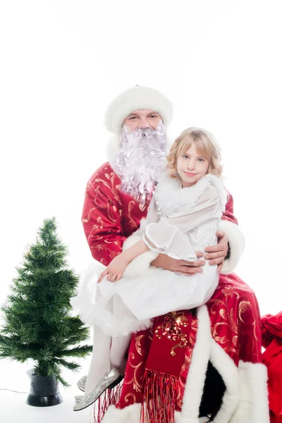 Santa Claus and little girl — Stock Photo, Image