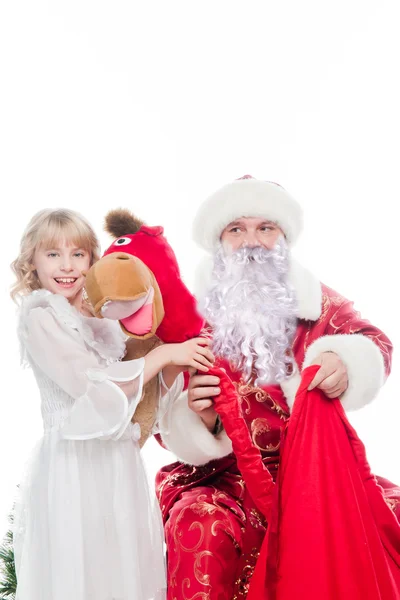 Santa claus en meisje — Stockfoto