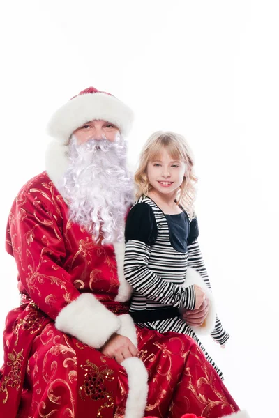 Santa claus en meisje — Stockfoto
