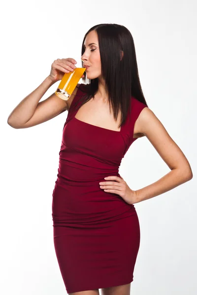 Woman with juice — Stock Photo, Image