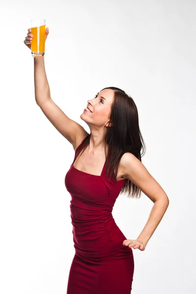 Woman with juice — Stock Photo, Image