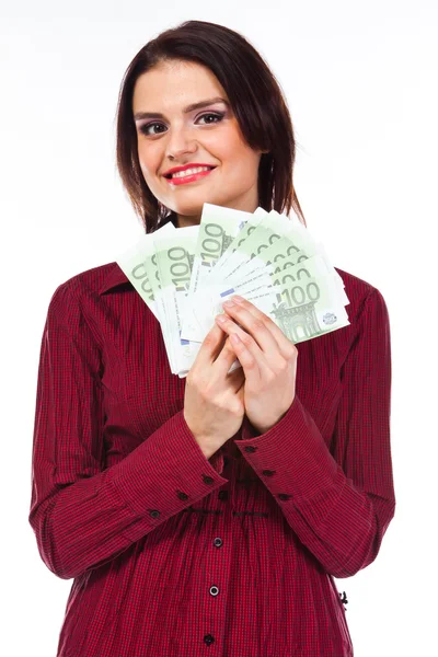 Frau mit Geld — Stockfoto