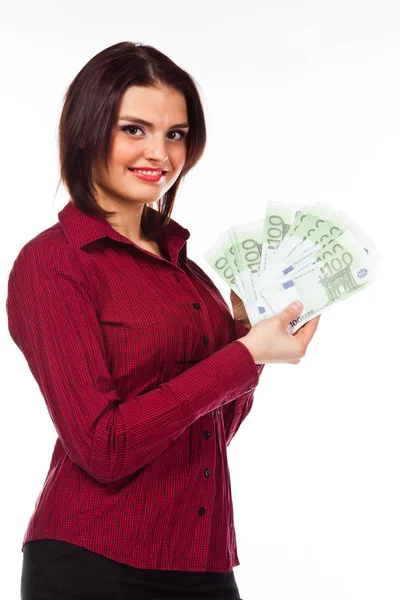 Žena s penězi — Stock fotografie