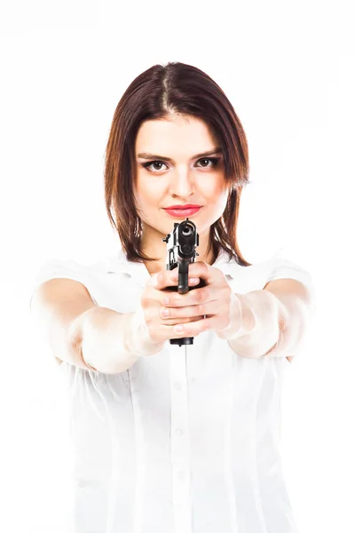 Frau mit Waffe — Stockfoto