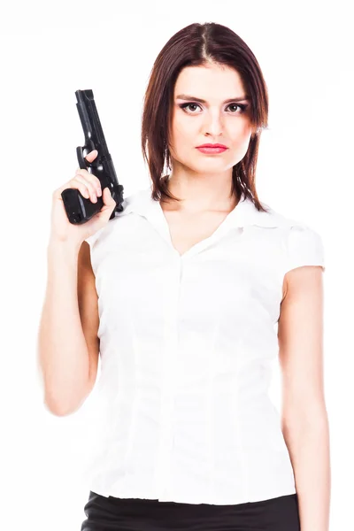 Woman with gun — Stock Photo, Image