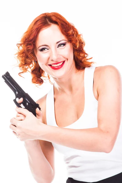 Nő a fegyvert — Stock Fotó