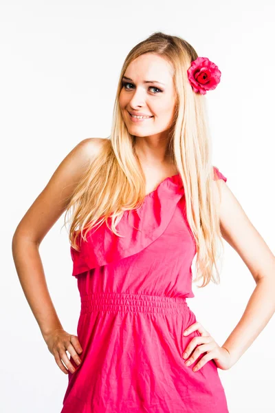 A mulher de vestido vermelho — Fotografia de Stock