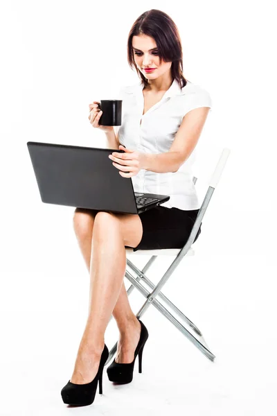 Woman with laptop — Stock Photo, Image