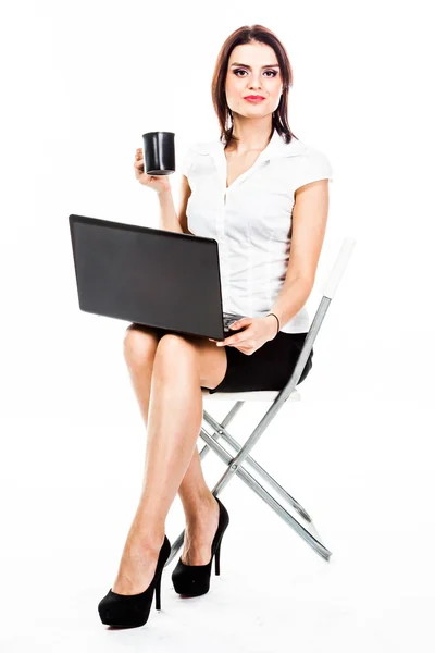 Woman with laptop — Stock Photo, Image