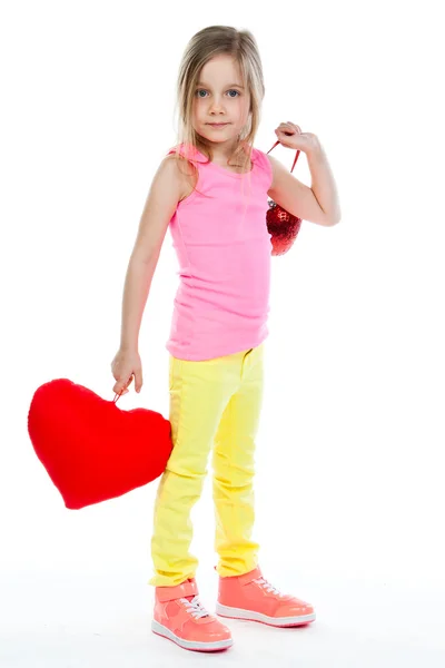 Girl with heart — Stock Photo, Image